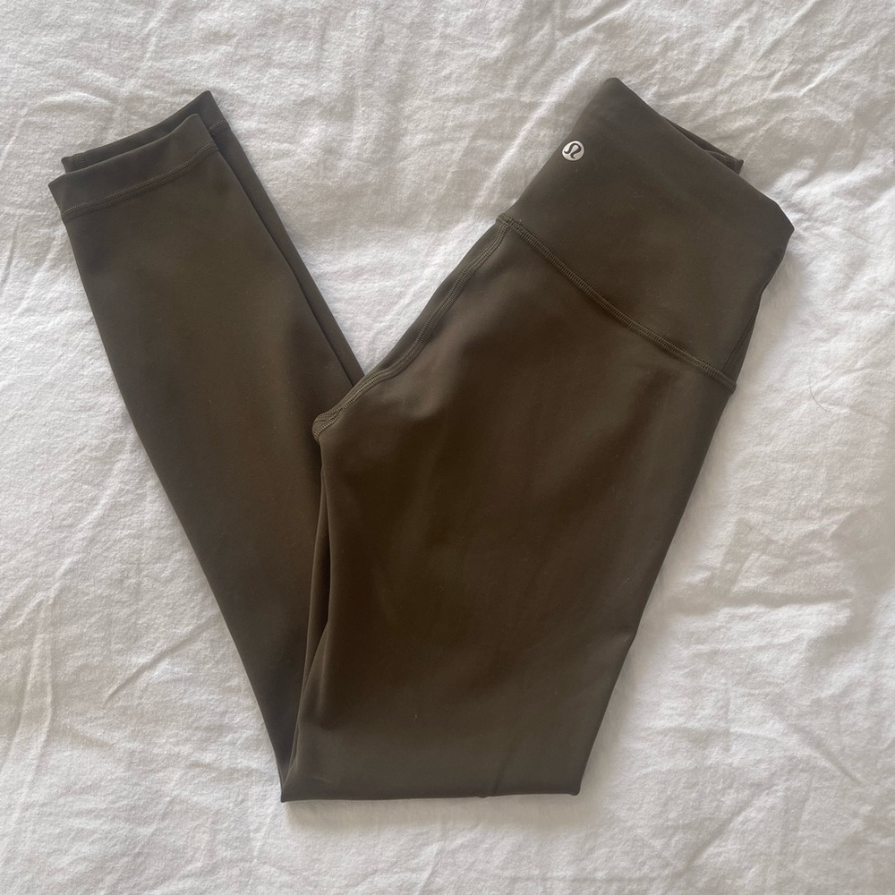 Lululemon olive wonder train leggings - size 4